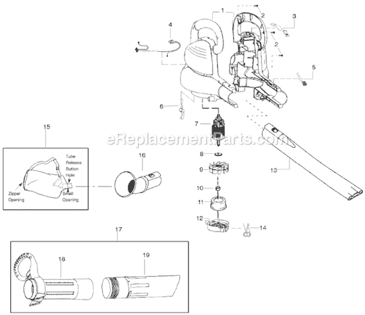 Page A Diagram and Parts List for EBV-VS  Weed Eater Leaf Blower / Vacuum